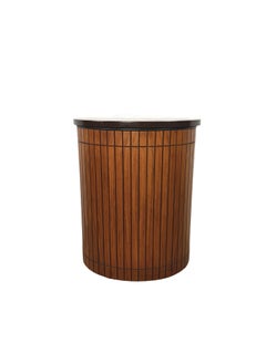 Panier à linge vintage en bois à lattes cylindriques, style « Mid-Century Modern »