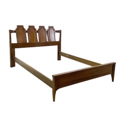 Transitional Mid-Century Modern Walnut Bed Frame, Full Size
