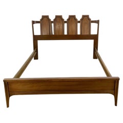 Transitional Mid-Century Modern Walnut Bed Frame, Full Size