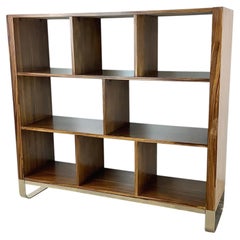 Contemporary Zebrawood Shelf with Chrome Sled Base, Record Storage