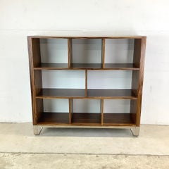 Contemporary Zebrawood Shelf with Chrome Sled Base, Record Storage