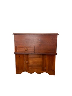 Antique Primitive Pine Dry Sink Cabinet with Painted Green Interior