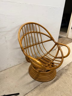 Late 20th Century Rattan Swivel Lounge Chair