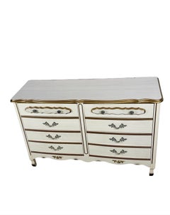 Vintage French Provincial Louis XV Revival Six-Drawer Double Dresser