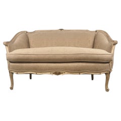 Louis XV Revival Carved Giltwood Upholstered Canapé Settee, 20th Century
