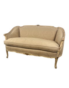 Louis XV Revival Carved Giltwood Upholstered Canapé Settee, 20th Century