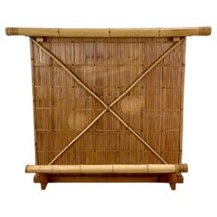 Vintage Bamboo and Woven Rattan Freestanding Cocktail Bar