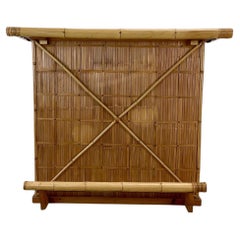Vintage Bamboo and Woven Rattan Freestanding Cocktail Bar