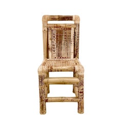 Chaise d'appoint en bambou de la fin du XXe siècle, avec assise et dossier à lattes