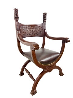 20th Century Renaissance Revival Savonarola Armchair