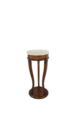 Vintage Neoclassical Pedestal Table with Italian Marble Top