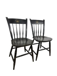 Pair of Vintage Nichols & Stone Windsor Side Chairs with College Crest