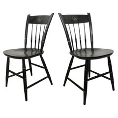 Pair of Vintage Nichols & Stone Windsor Side Chairs with College Crest