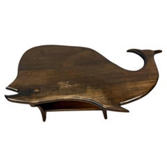 Table basse vintage en bois en forme de baleine, d'inspiration folk américaine