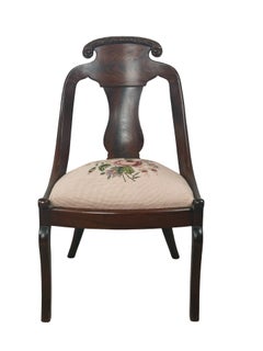 Antique Federal Style Carved Side Chair with Needlepoint Seat