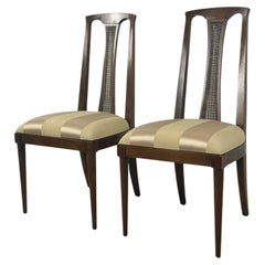 Pair of Sculptural Mid-Century Modern High-Back Cane Dining Chairs