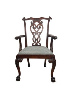 Maitland-Smith Chippendale Revival Carved Armchair with Ball-and-Claw Feet