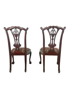 Set of Four Chippendale-Style Mahogany Dining Chairs with Pierced Splat Backs
