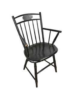 Vintage Windsor-Style Armchair in Black Paint with Gold-Toned Decoration