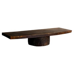 Japanese Antique Large Thick Solid Wood Low Table, Late Meiji Era (1868–1912)