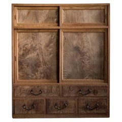 Japanese Antique Sliding Door Cabinet, Taisho Period 1912–1926, Wabi Sabi