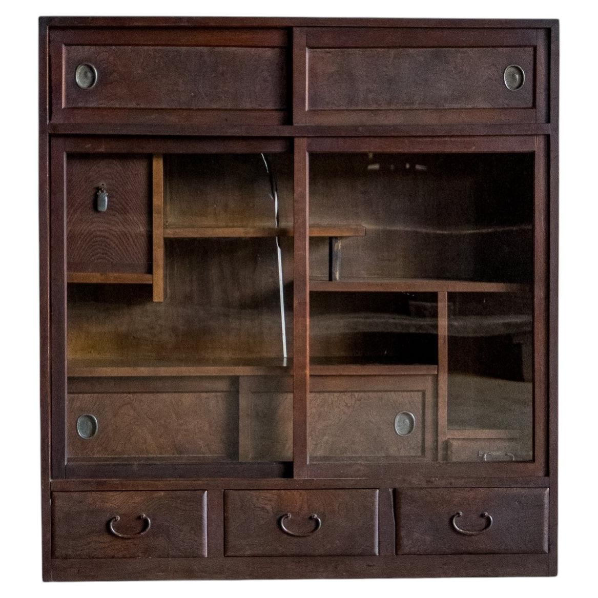 Japanese Vintage Glass Display Case Vitrine, Early Showa Period, Circa ...