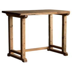 Tavolo da lavoro vintage giapponese in legno di zelkova, primo periodo Showa, intorno al 1935, Wabi Sabi