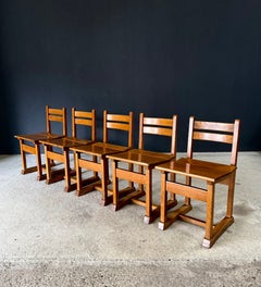 Chaises de salle à manger en chêne de style « mid-century », fabriquées à la main, Belgique, années 1950