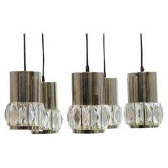 Used German Cascade Chandelier, Crystal and Chrome, 1970s