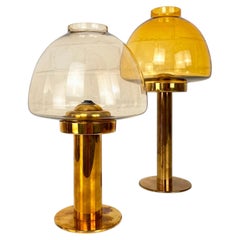 Pair Hans-Agne Jakobsson L102/32 Brass & Glass Photophores Candle-Lights Sweden