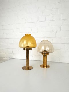 Pair Hans-Agne Jakobsson L102/32 Brass & Glass Photophores Candle-Lights Sweden