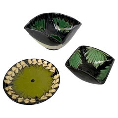 Set of Three Vintage Kähler Danish Ceramic Bowls and Dish, 1950-60s
