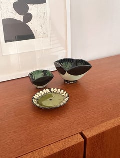Set of Three Vintage Kähler Danish Ceramic Bowls and Dish, 1950-60s