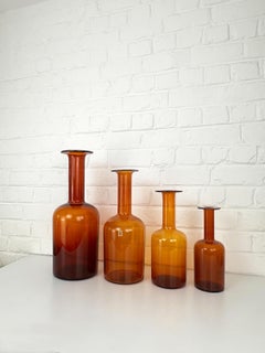 Set of Four Amber Gulvvase Floor Vases by Otto Brauer for Holmegaard, 1960s