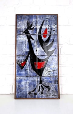 Vallauris Modernist Glazed Ceramic Wall Panel by J.G. Picard, France, 1960s
