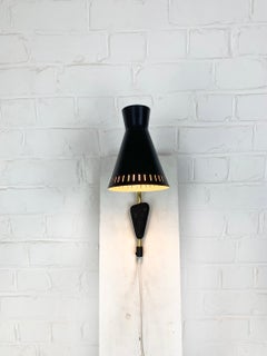 Swedish Black/Brass Modernist Diabolo Wall Light Model 215 by EAE, 1950s