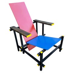 Sedia vintage rossa e blu - Gerrit Thomas Rietveld, De Stijl