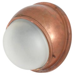 Antique Copper French Parisian Metro Station Bulkhead Wall Sconce Light