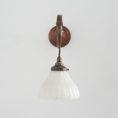 Antique Jefferson Moonstone Glass Church Kitchen Island Brass Wall Sconce Light