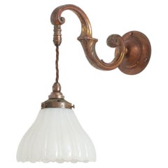 Antique Jefferson Moonstone Glass Church Kitchen Island Brass Wall Sconce Light