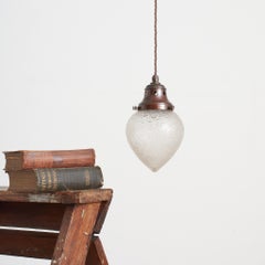 Antique French Holophane Prismatic Glass Church Kitchen Ceiling Pendant Light