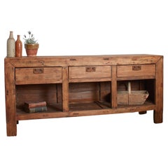 Large Antique Rustic Farmhouse Kitchen Storage Haberdashery Console Cabinet
