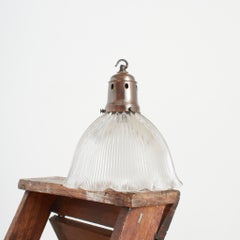 Antique Holophane Glass Church Kitchen Island Brass Pendant Light