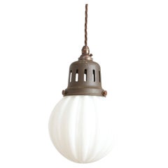 Antique Art Deco Church Opaline Glass Kitchen Pendant Light