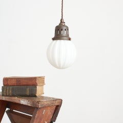 Antique Art Deco Church Opaline Glass Kitchen Pendant Light