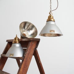 Antique GEC GECoray Mercury Glass Church Kitchen Island Brass Pendant Light