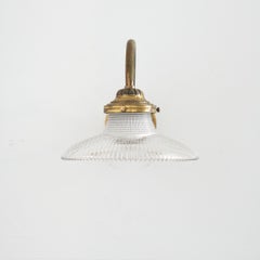Antique Holophane Prismatic Glass Church Kitchen Island Brass Wall Light Sconce
