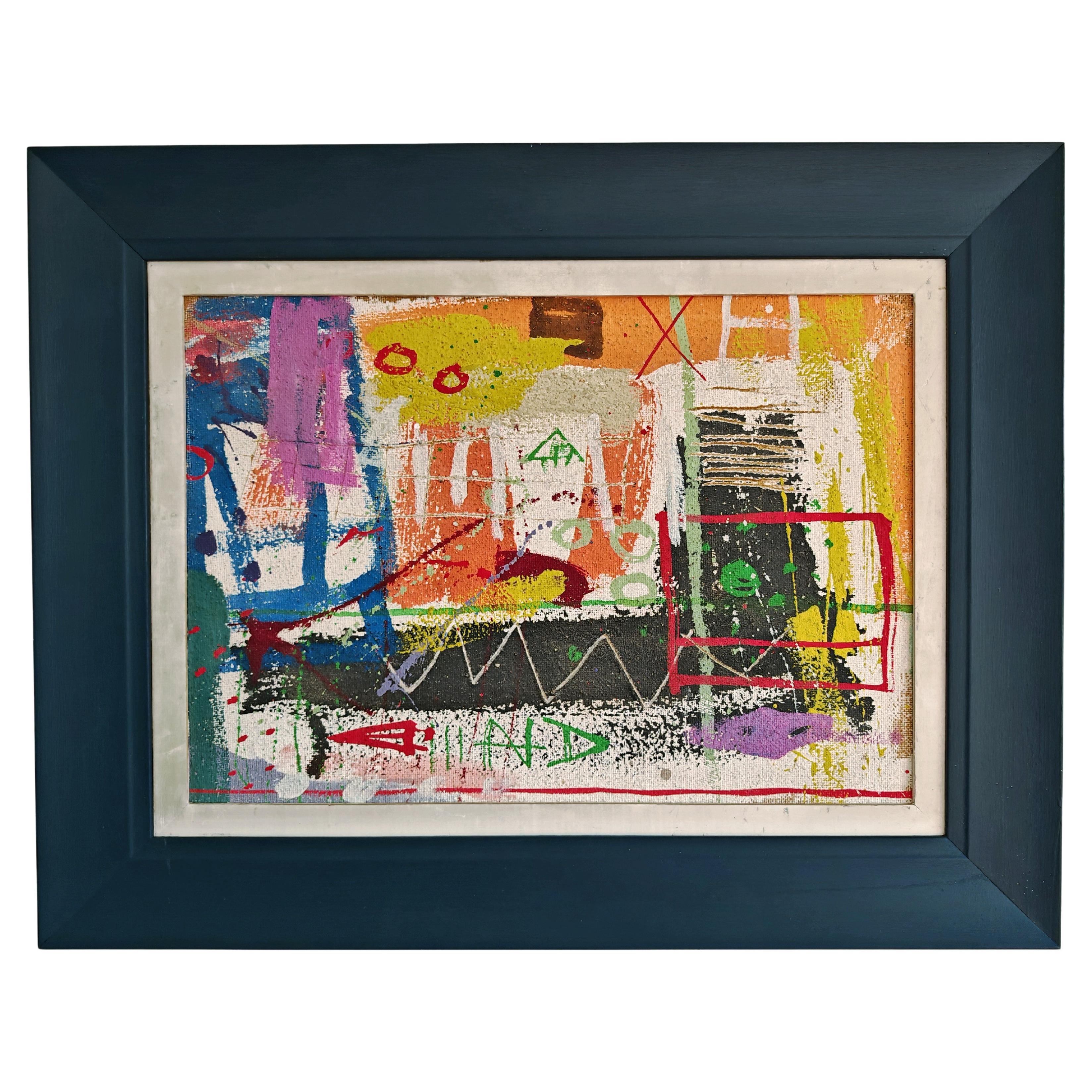Peinture à l'huile de l'artiste yougoslave Joškin Šiljan dans le style de Jean-Michel Basquiat en vente