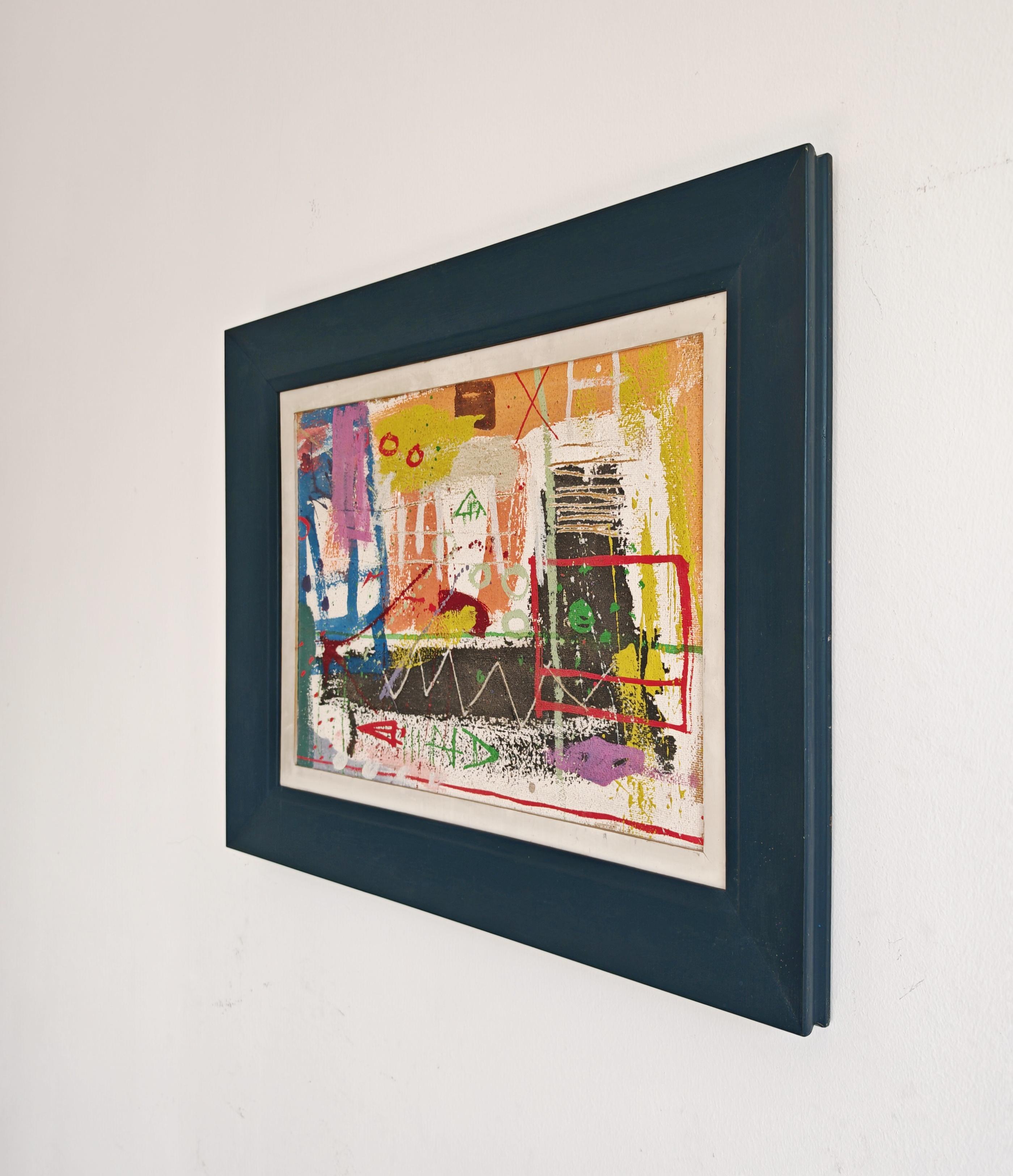 Fin du 20e siècle Peinture à l'huile de l'artiste yougoslave Joškin Šiljan dans le style de Jean-Michel Basquiat en vente