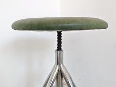 Industrial Piano stool or kitchen stool in chrome and green leather by Hailo